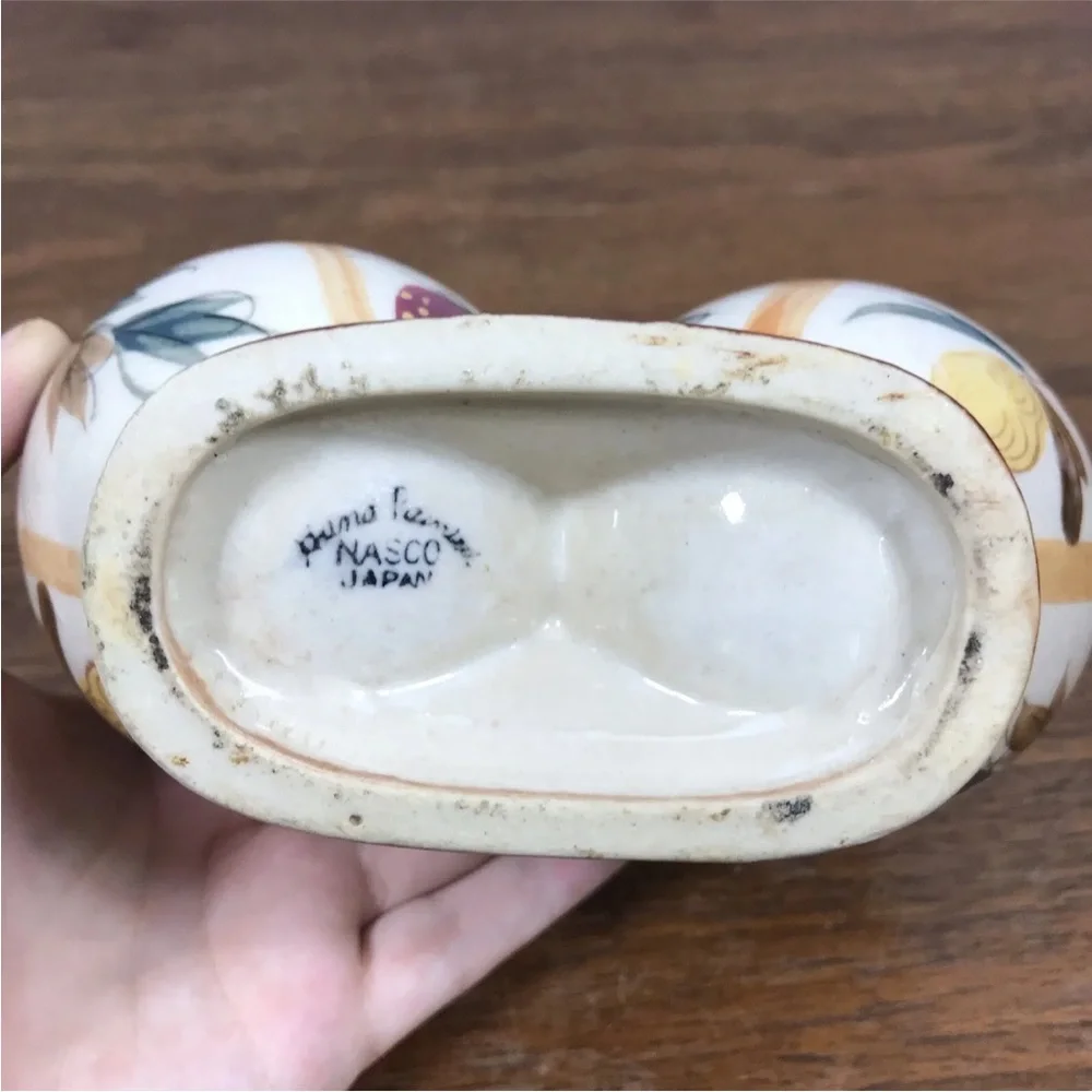 Vintage 40s Nasco Japan double ceramic vase strawberry pear